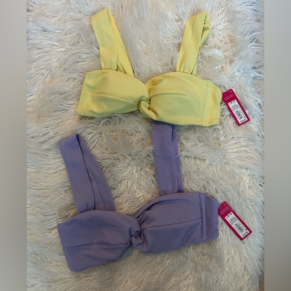 NWT - Target -Set of 2 Juniors textured twist front bralette bikini top Size L - Picture 2 of 5